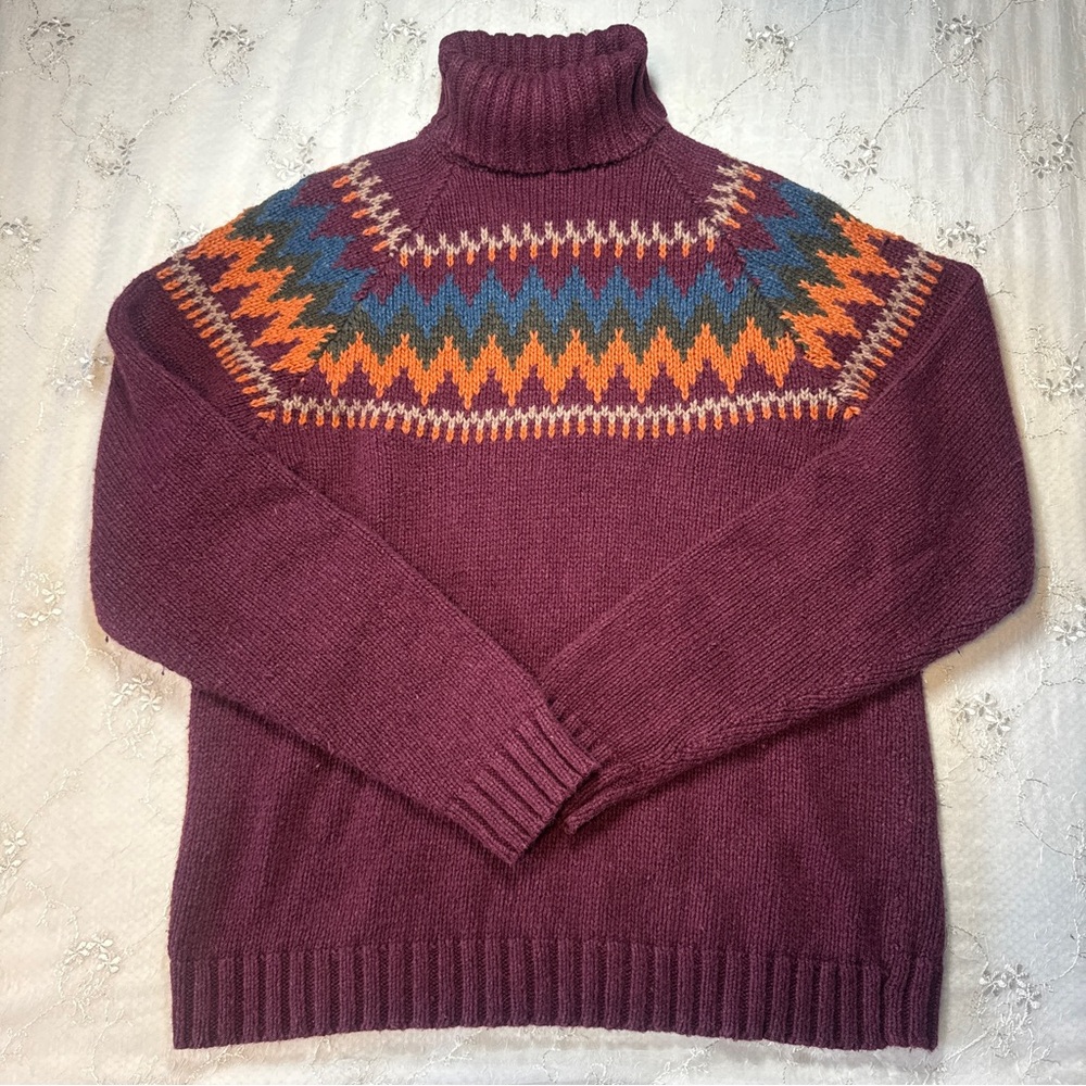 rue21 vintage 90s burgundy fair isle turtleneck sweater – size medium